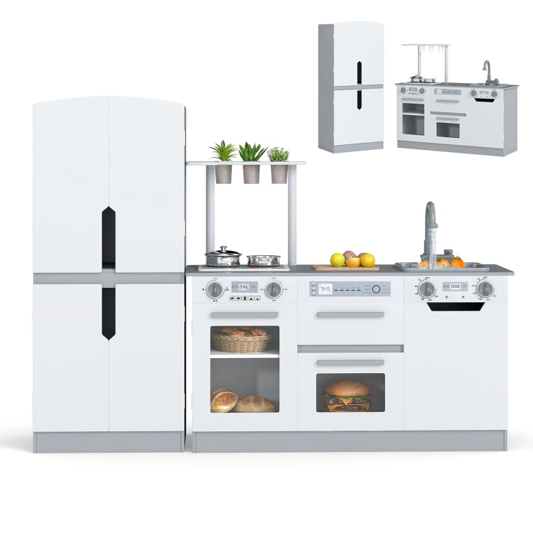 Hivvago Wooden 2 Piece Kids Kitchen Playset with Fridge and Running Water