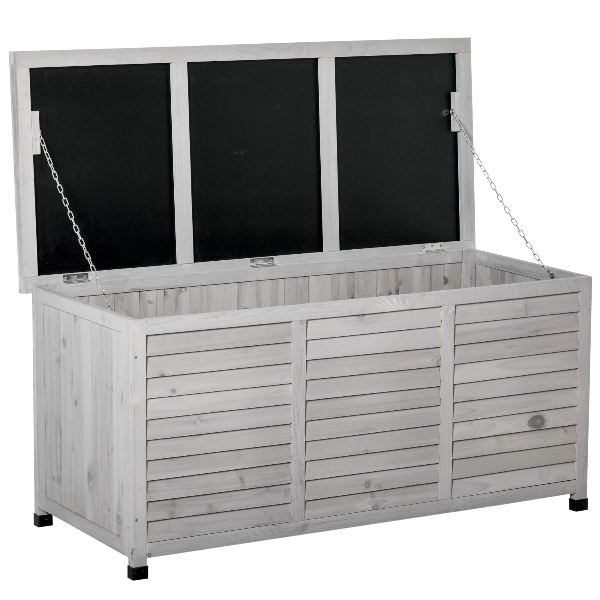 HONGGE 75 Gallon Wooden Deck Box Outdoor Storage Container with Aerating Gap & Weather-Fighting Finish
