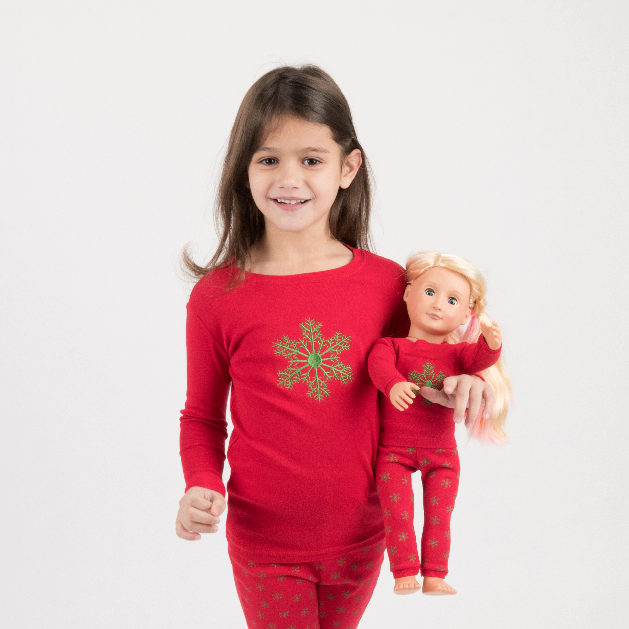 Leveret Girl & Doll Matching Cotton Christmas Holiday Pajama Set