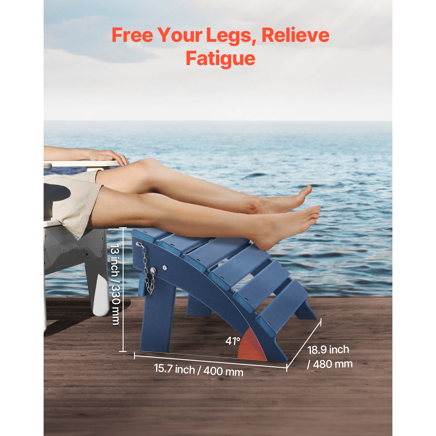 HONGGE Adirondack Ottoman HDPE Plastic Folding Weather-Resistant Foot Rest for Chair