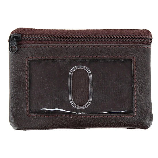 CTM Leather Zipper RFID Coin Pouch Wallet with ID Window & Key Ring