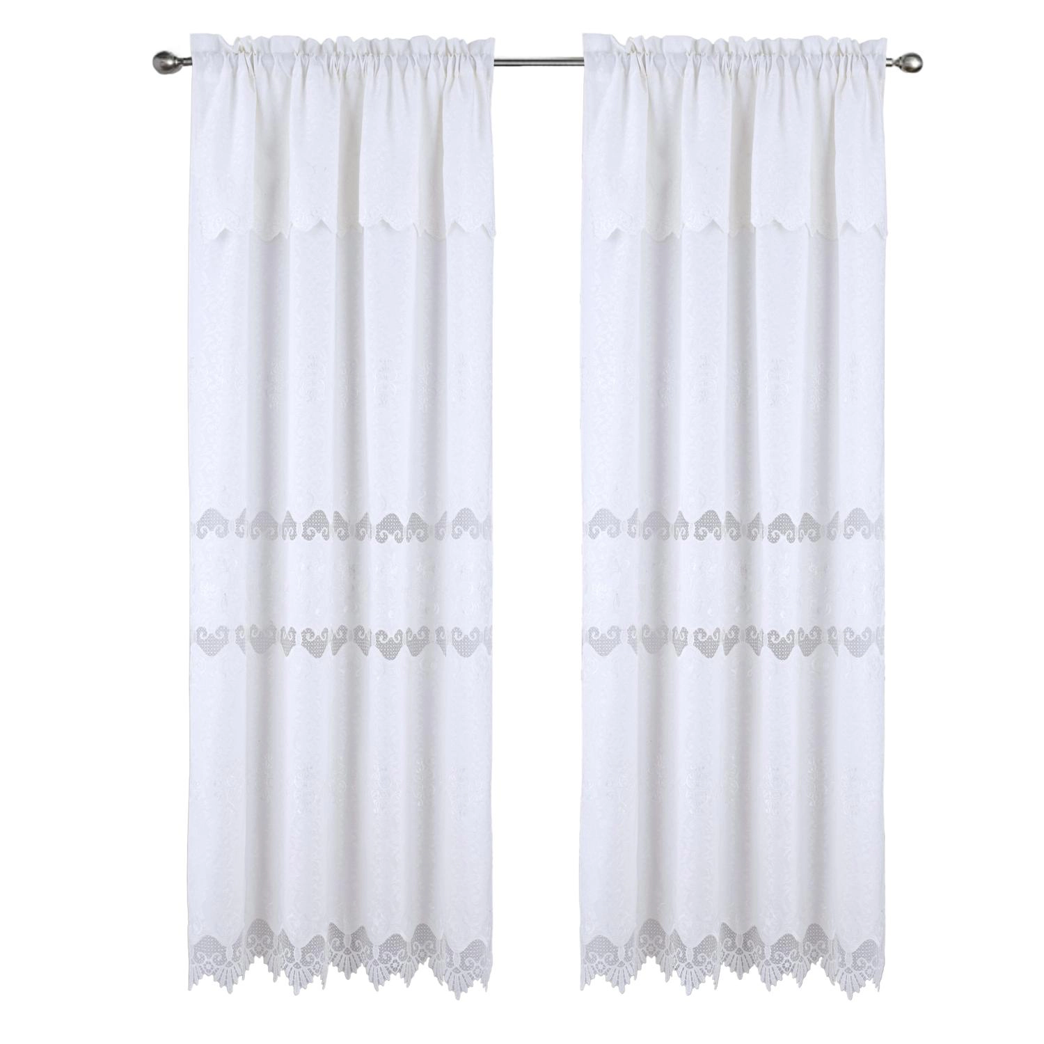 RT Designer Collection Alice Macrame Luxurious Decorative Rod Pocket Curtain Panel 54" x 84" White
