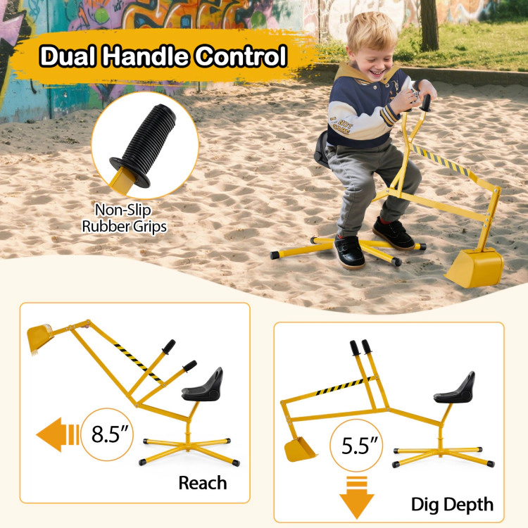 Hivvago Sand Digger with 2-Handed Controls and Flexible Shovel for 3+ Years Old Kids