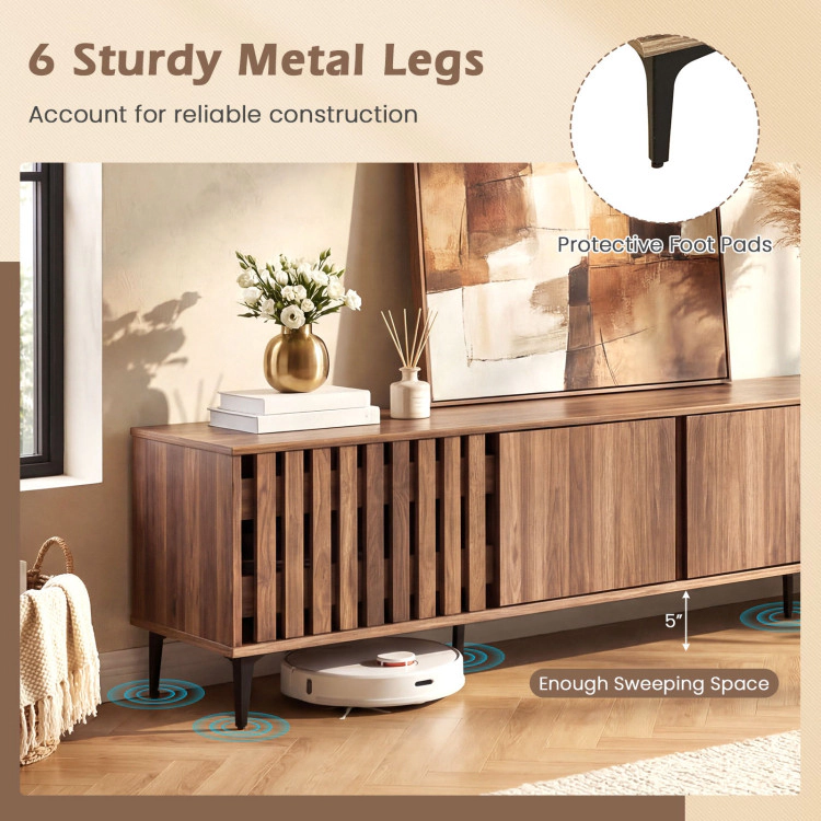 Hivvago Mid Century Modern Entertainment Center With 4 Storage Cabinets For Living Room