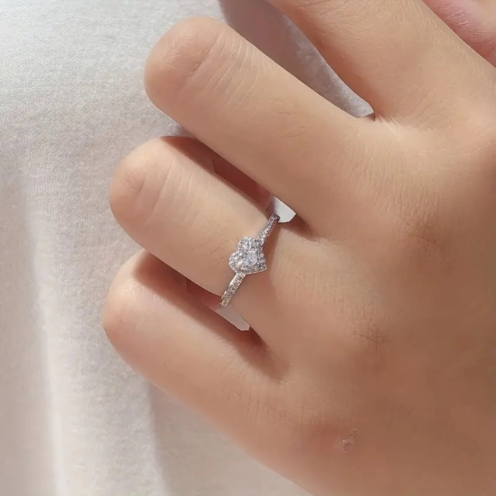 Delicate Heart Love Rings for Women Romantic Proposal Jewelry