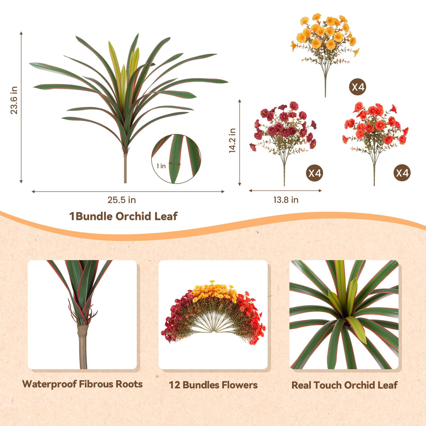PUPWE Artificial Flowers For Outdoors Plants Uv Resistant Outside