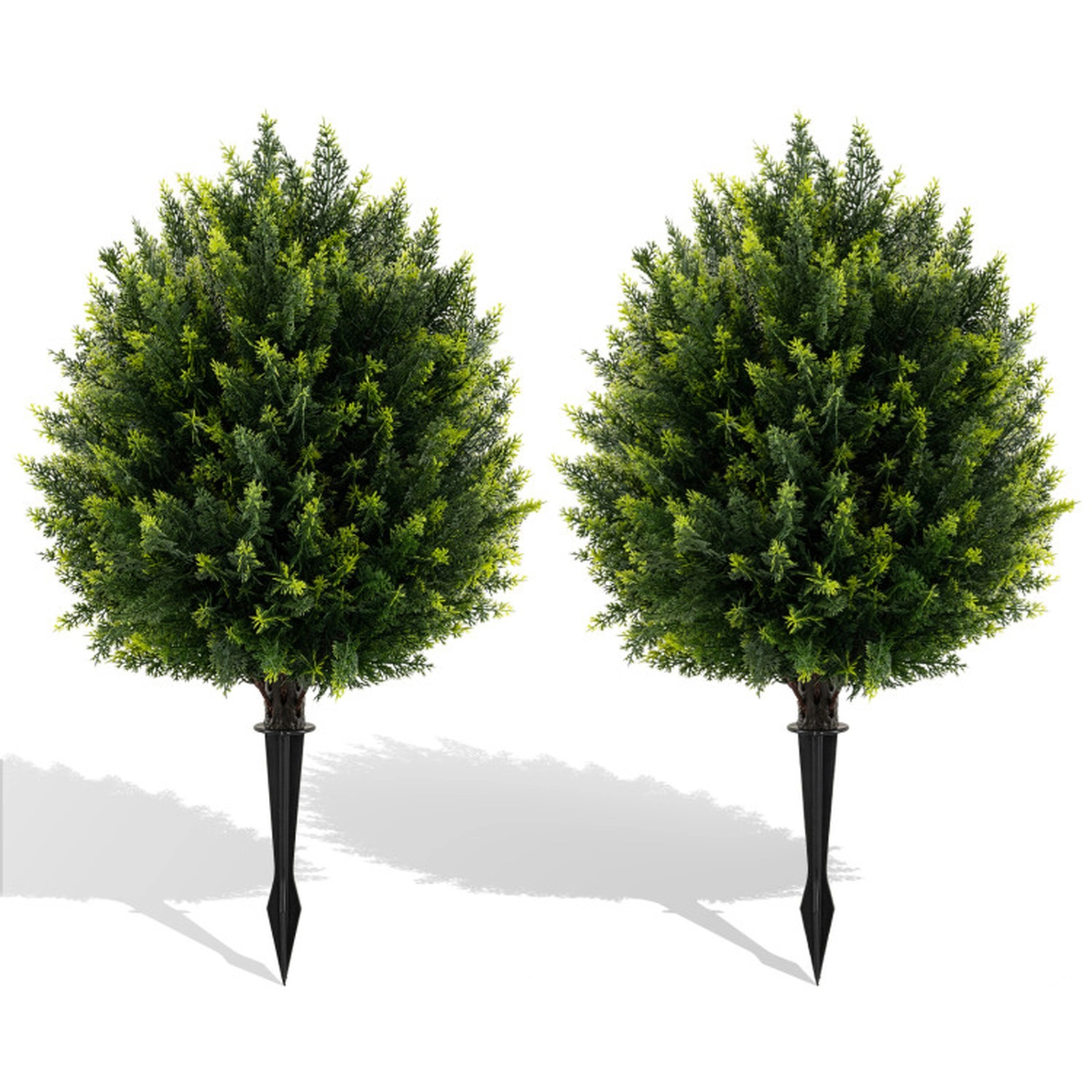 SUGIFT 24-in Gradient Green Artificial Cypress Topiary Ball Tree with 15-in Ball and Ground Spike