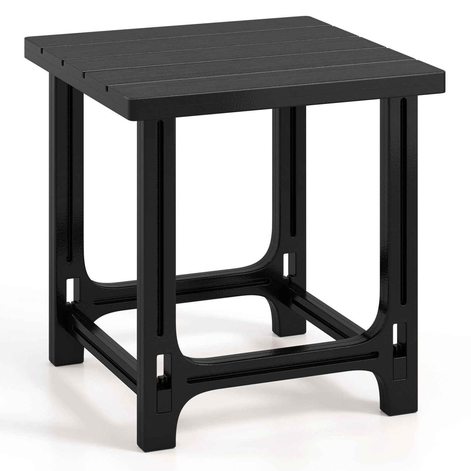 Hivvago 18 Inch Outdoor Adirondack Side Table With Slatted Surface
