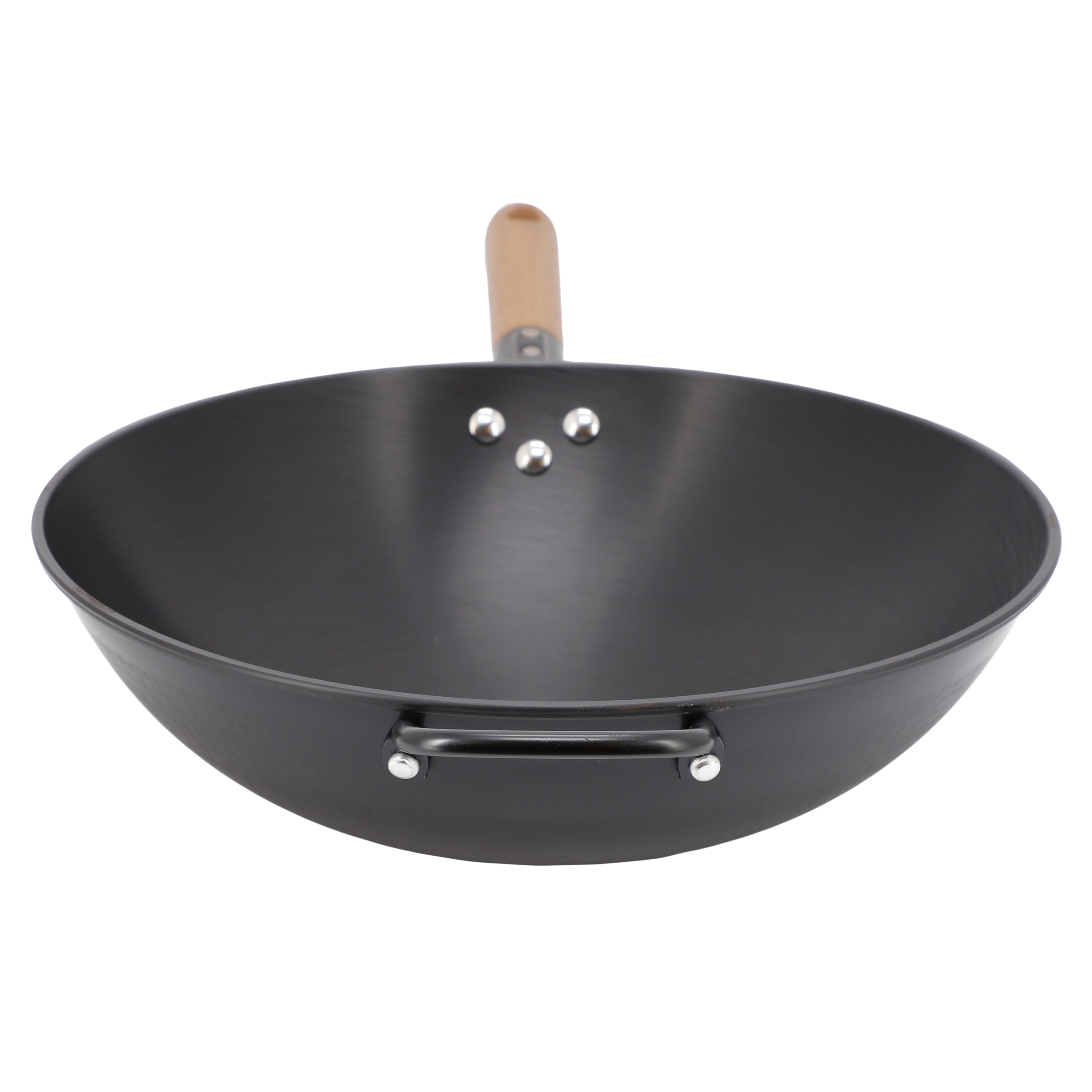 Gibson Home Welton 13.5 Inch Carbon Steel Wok with Wood Handle in Black
