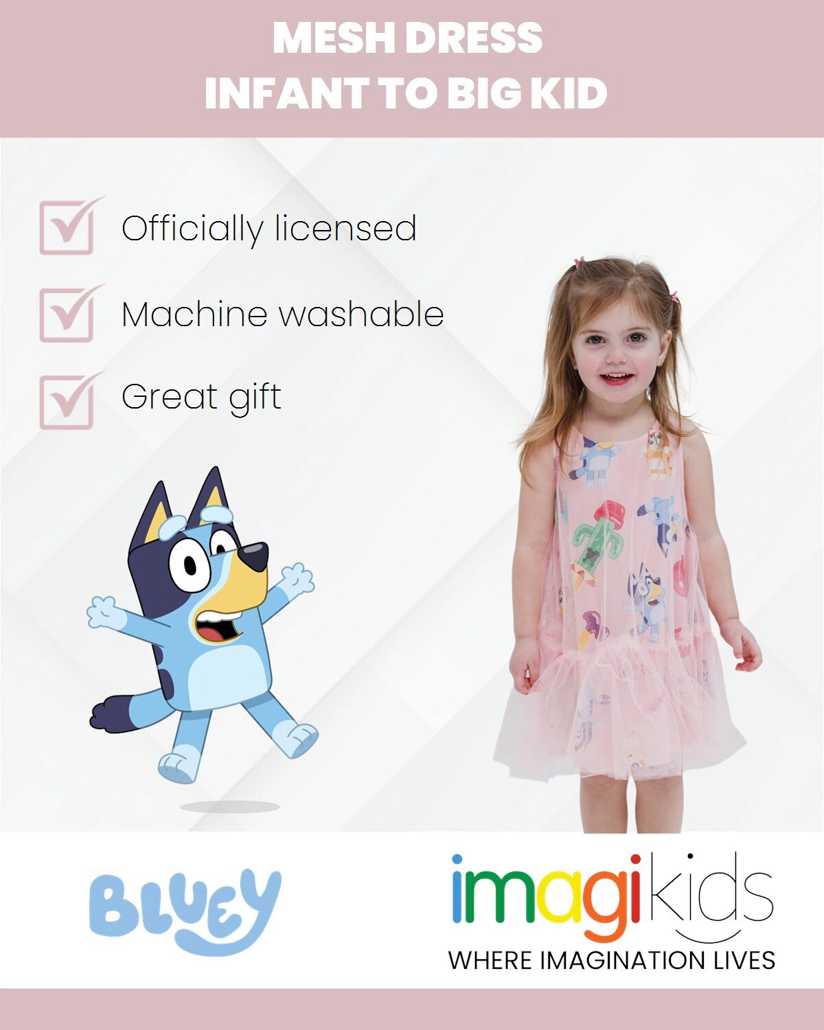 Bluey Girls' Sleeveless Dress
