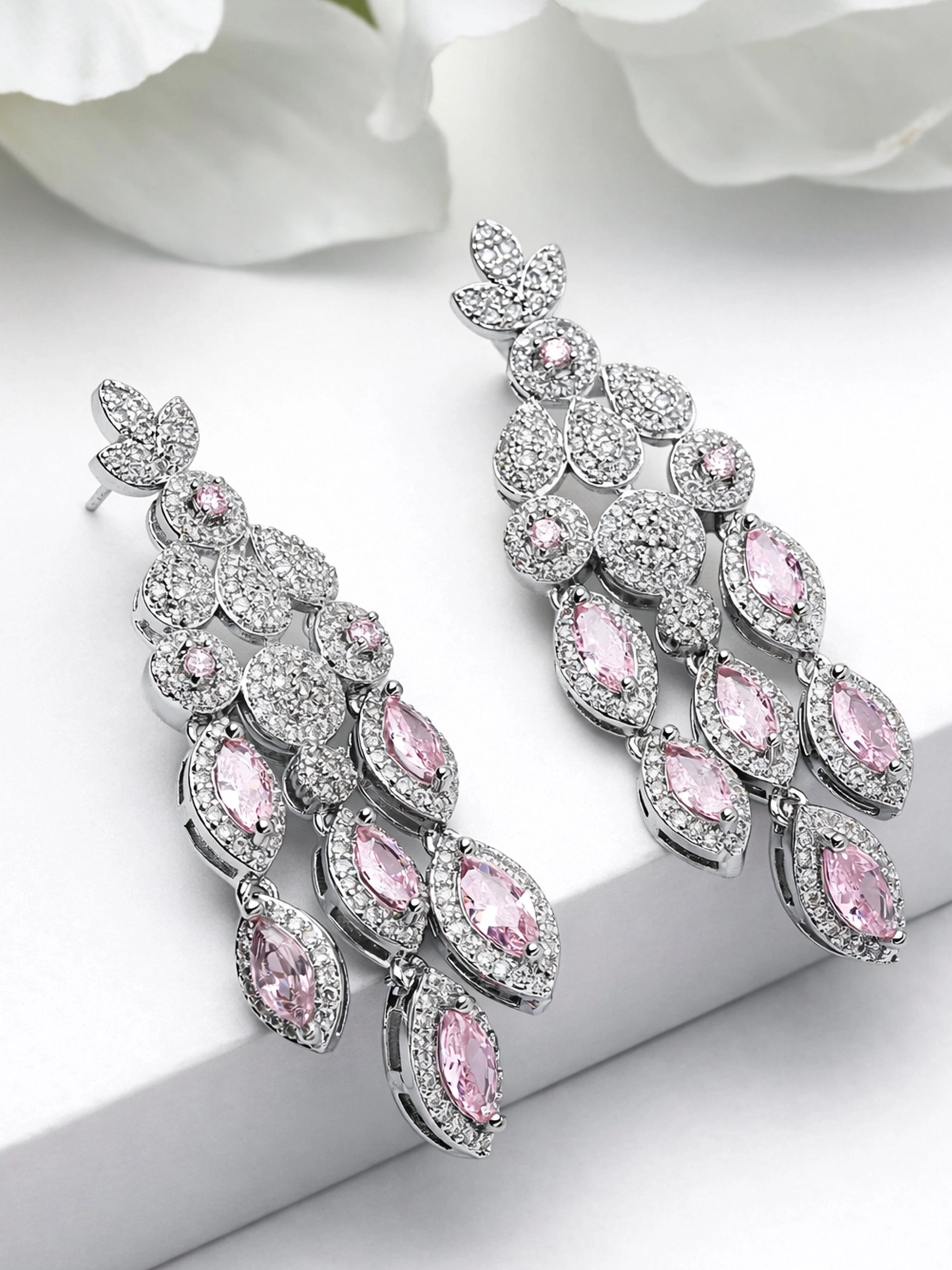 AGP PARIS Womens Marquise Crystal Chandelier Earrings