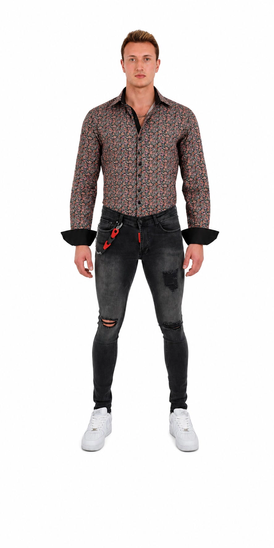 Elie Balleh Slim Fit Mens Paisley Print Button-Down Shirt
