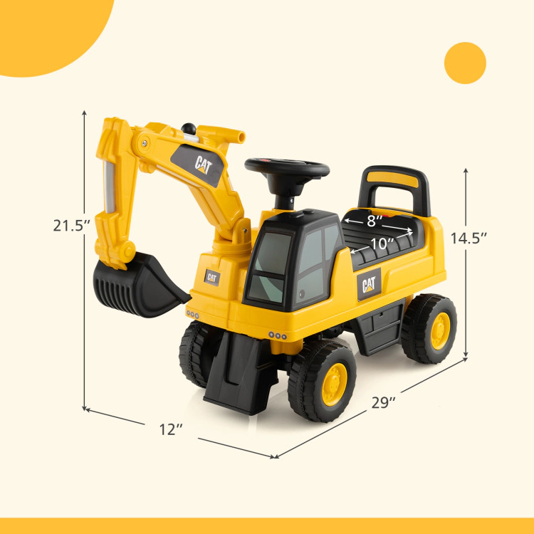 Hivvago Licensed Caterpillar Kids Ride-On Digger-Yellow
