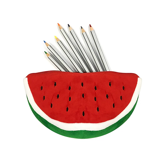 Wrapables Plush Fruit Pencil Pouch (Set of 2), Red Watermelon Coin Purse Pouches