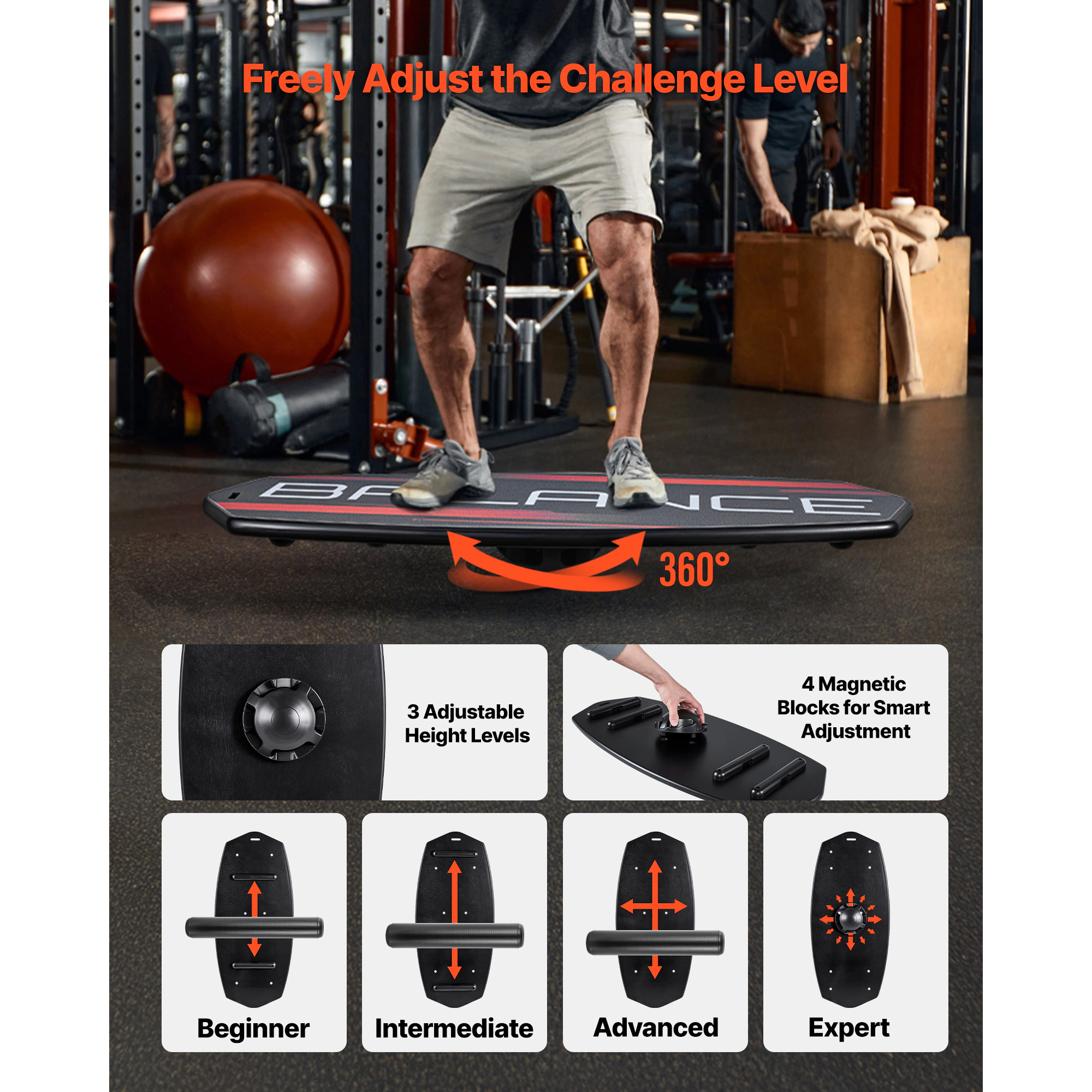 HONGGE Balance Board, Wobble Board Trainer for Adults, Premium Wooden Training Equipment