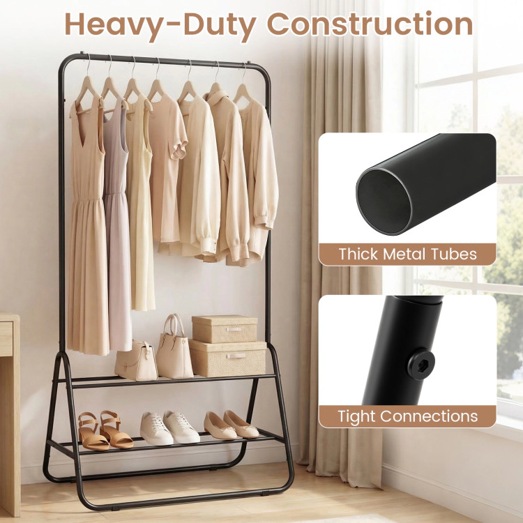 Hivvago Heavy Duty Clothes Rack with Hanging Rod and Storage Shelves