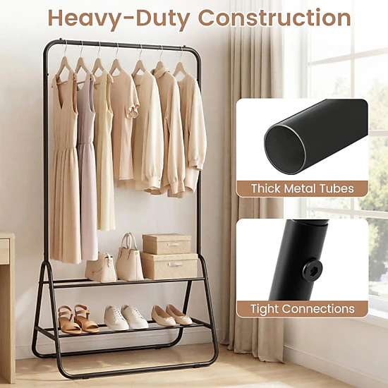 Hivvago Clothes Rack with Hanging Rod and Shelves