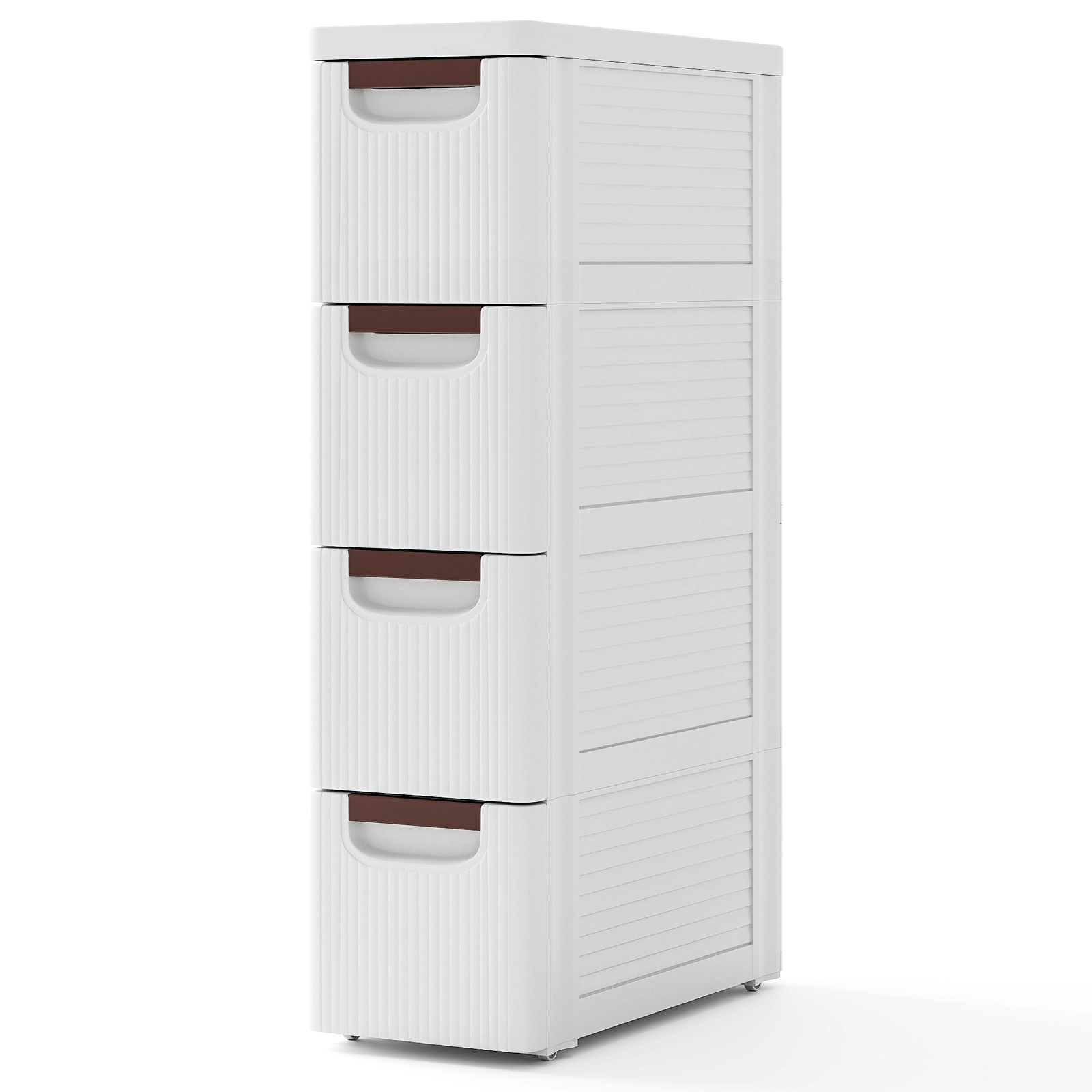SUGIFT 7.5-Inch White 4-Drawer Slim Rolling Storage Cart