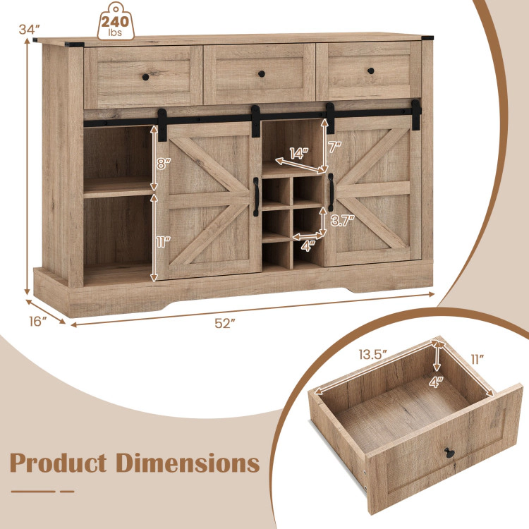 Hivvago Wine Bar Cabinet With Led Lights And Sliding Barn Doors