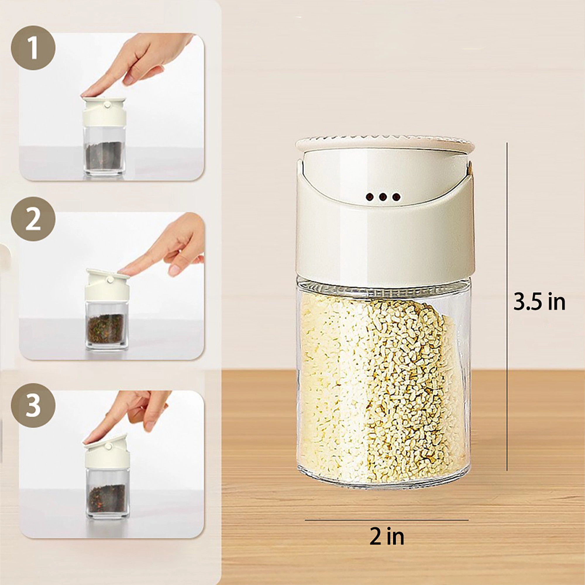 Alilang Women 2-Piece Glass Spice Jar Set with Adjustable Shaker Lids
