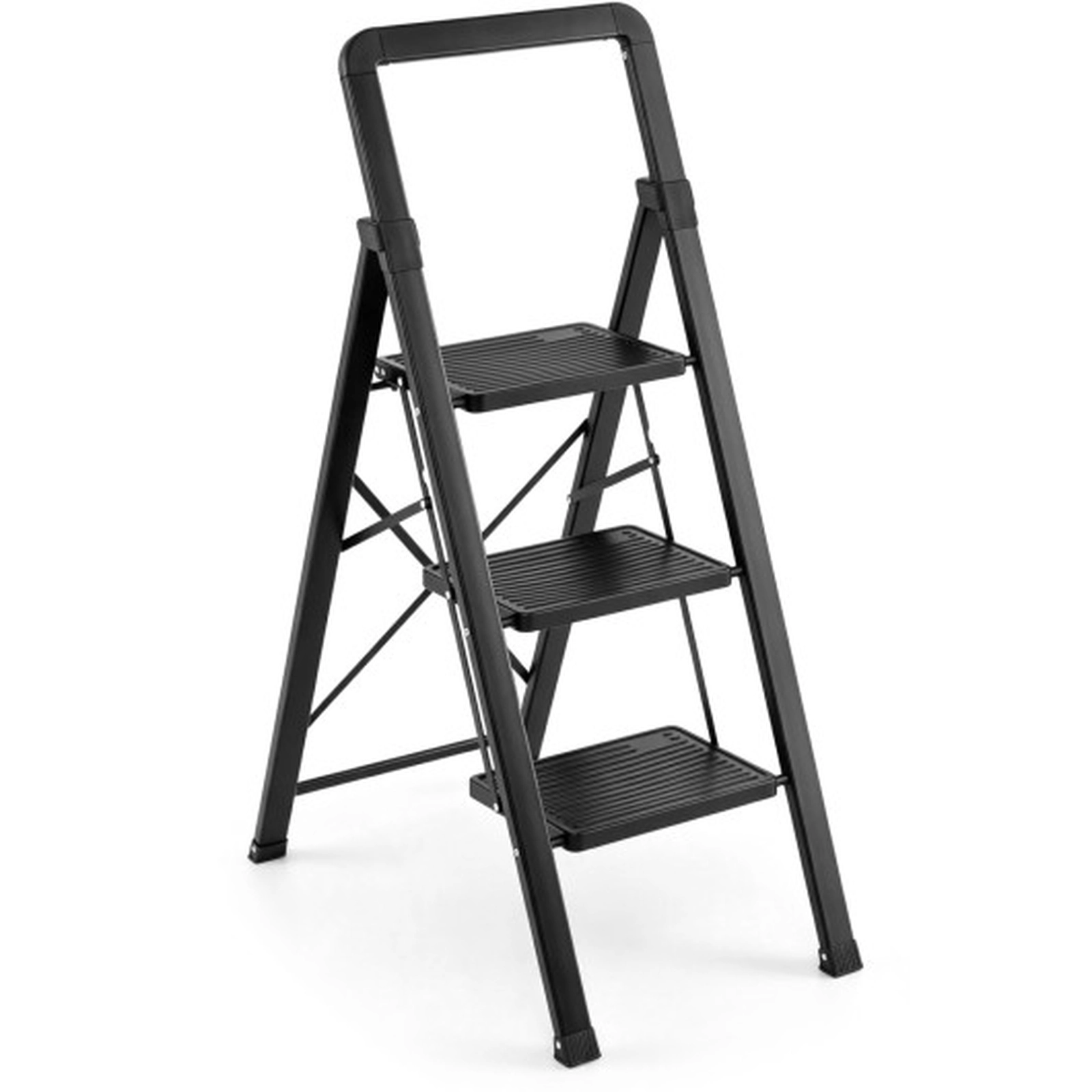 SUGIFT 3-Step Folding Step Stool with Wide Anti-Slip Pedals and Grip Handle 42-in H 330-lb User Capacity Black