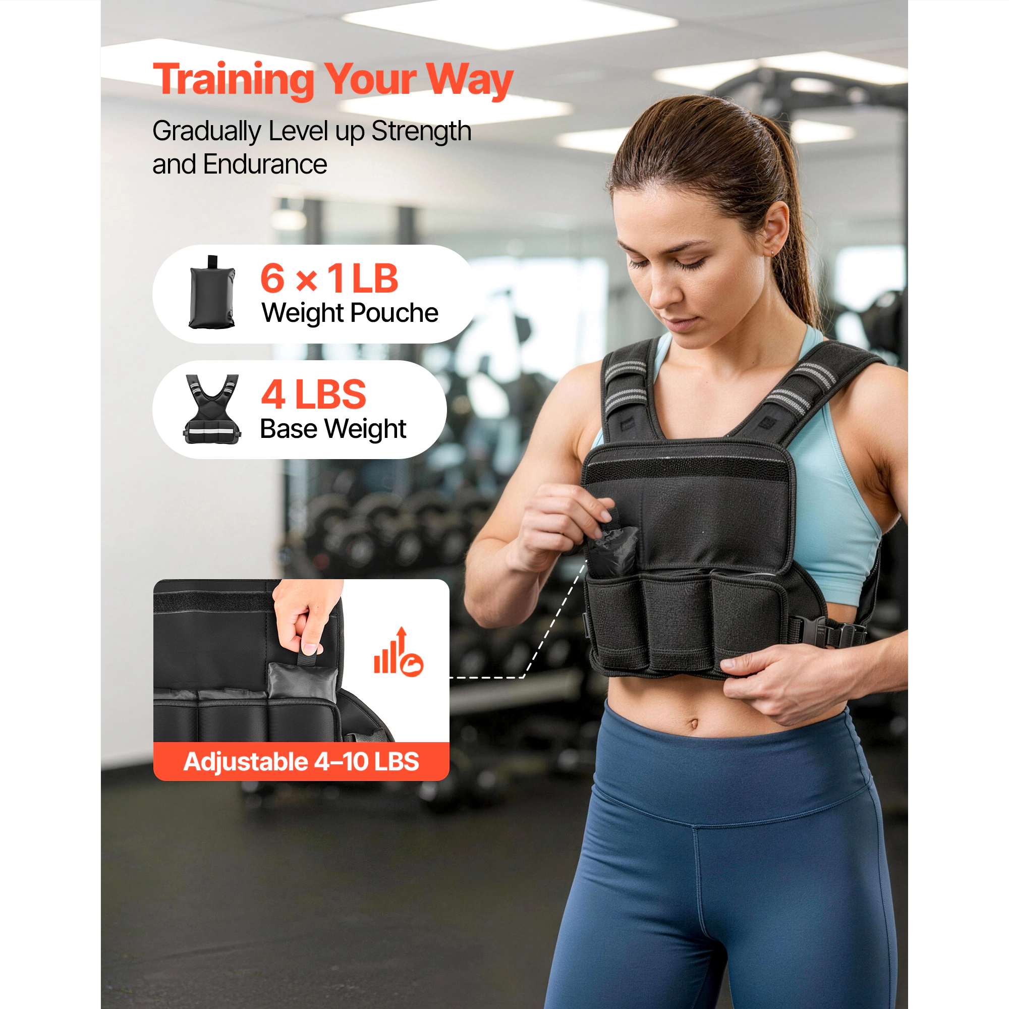 HONGGE Adjustable Weighted Vest Comfortable X-Shape Body Weight Vest Set with Weight Packs and Reflective Stripe for