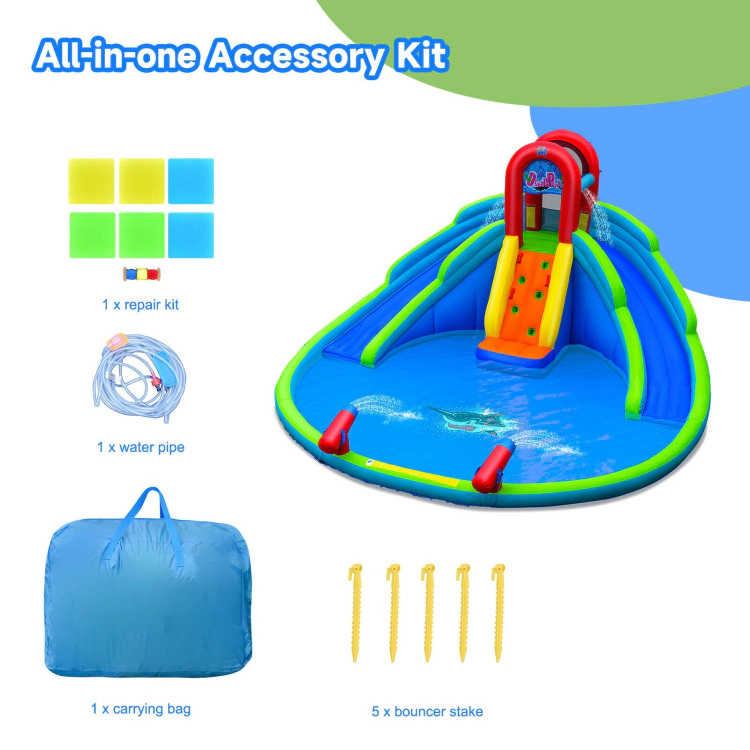 Hivvago Inflatable Waterslide Bounce House with Upgraded Handrail without Blower