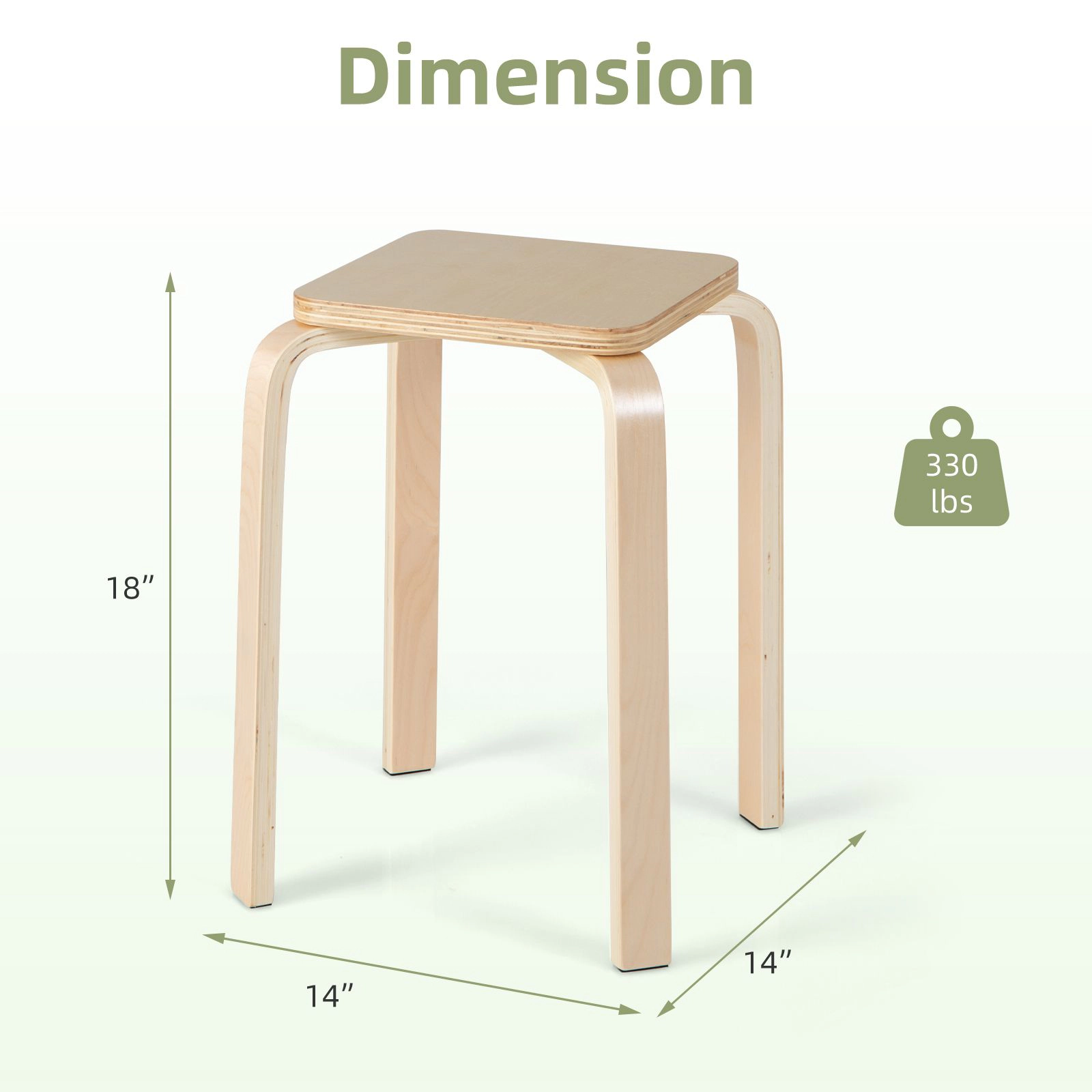 SlickBlue Unisex Set of 4 Stackable Wooden Stools