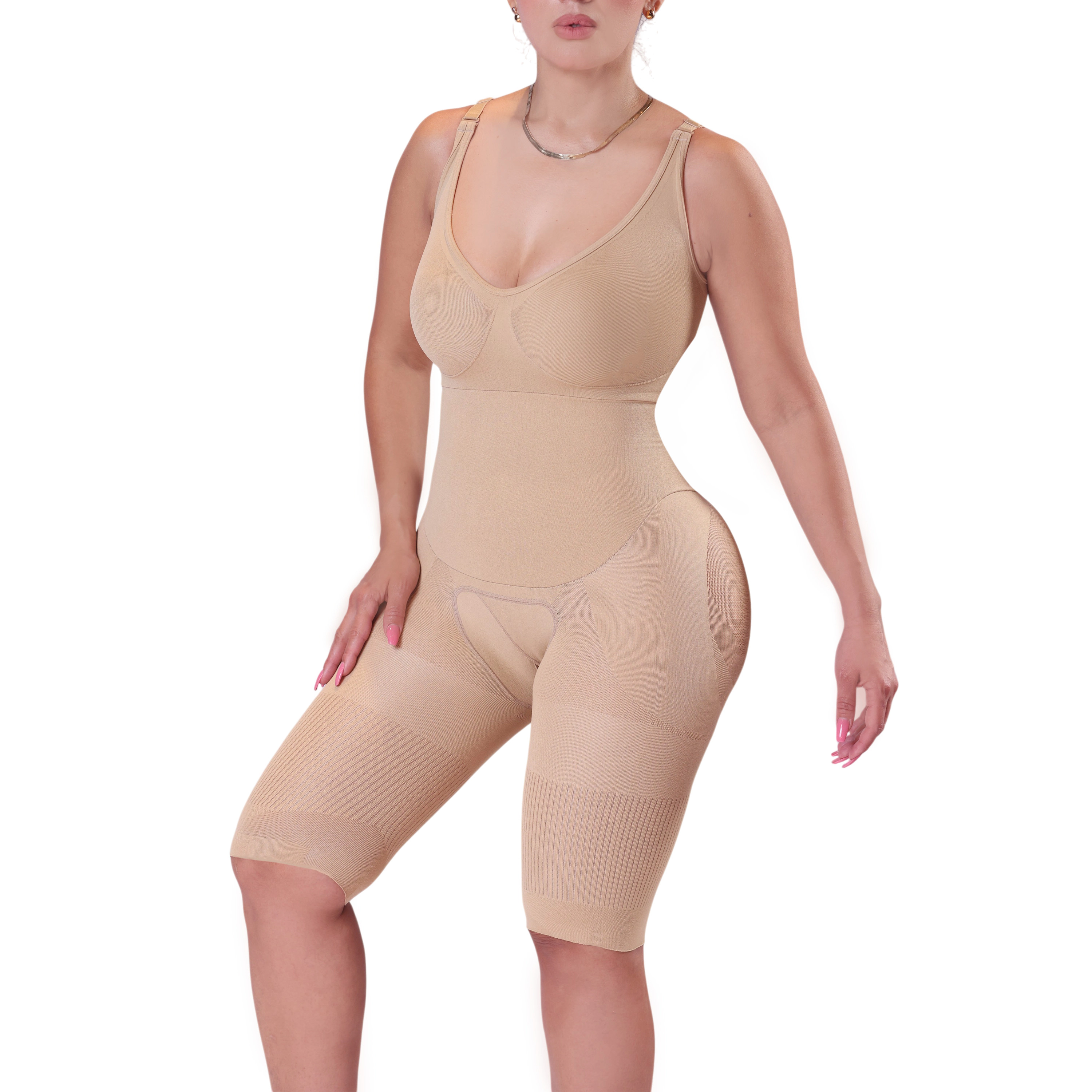YAHAIRA Women's Happy Shapewear No.7 Bodysuit Double Tummy Layer Above Knee