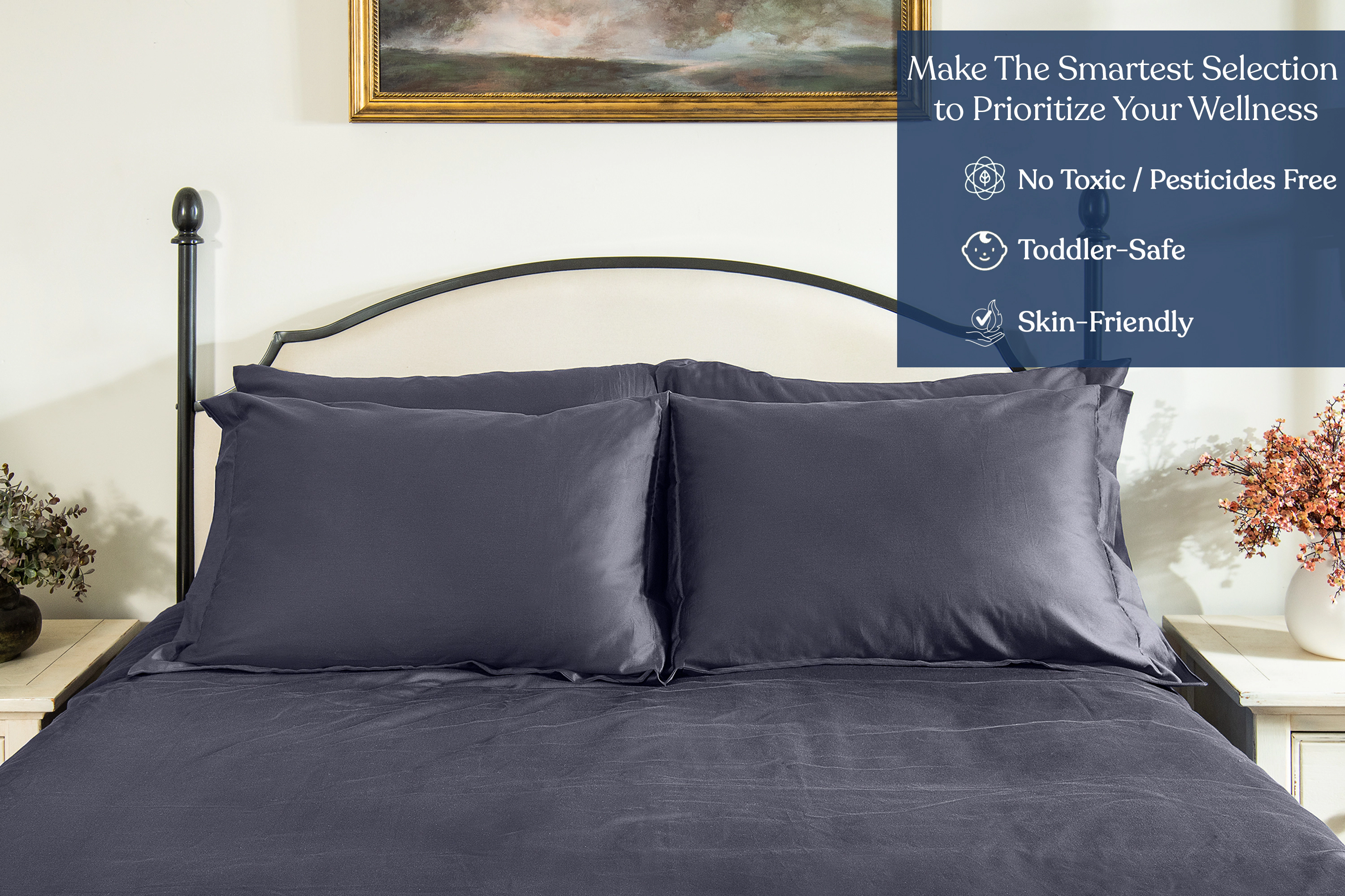Delara GOTS Certified 100% Organic Cotton 400TC Ultra Soft Moisture-Wicking and Breathable Duvet Cover Set