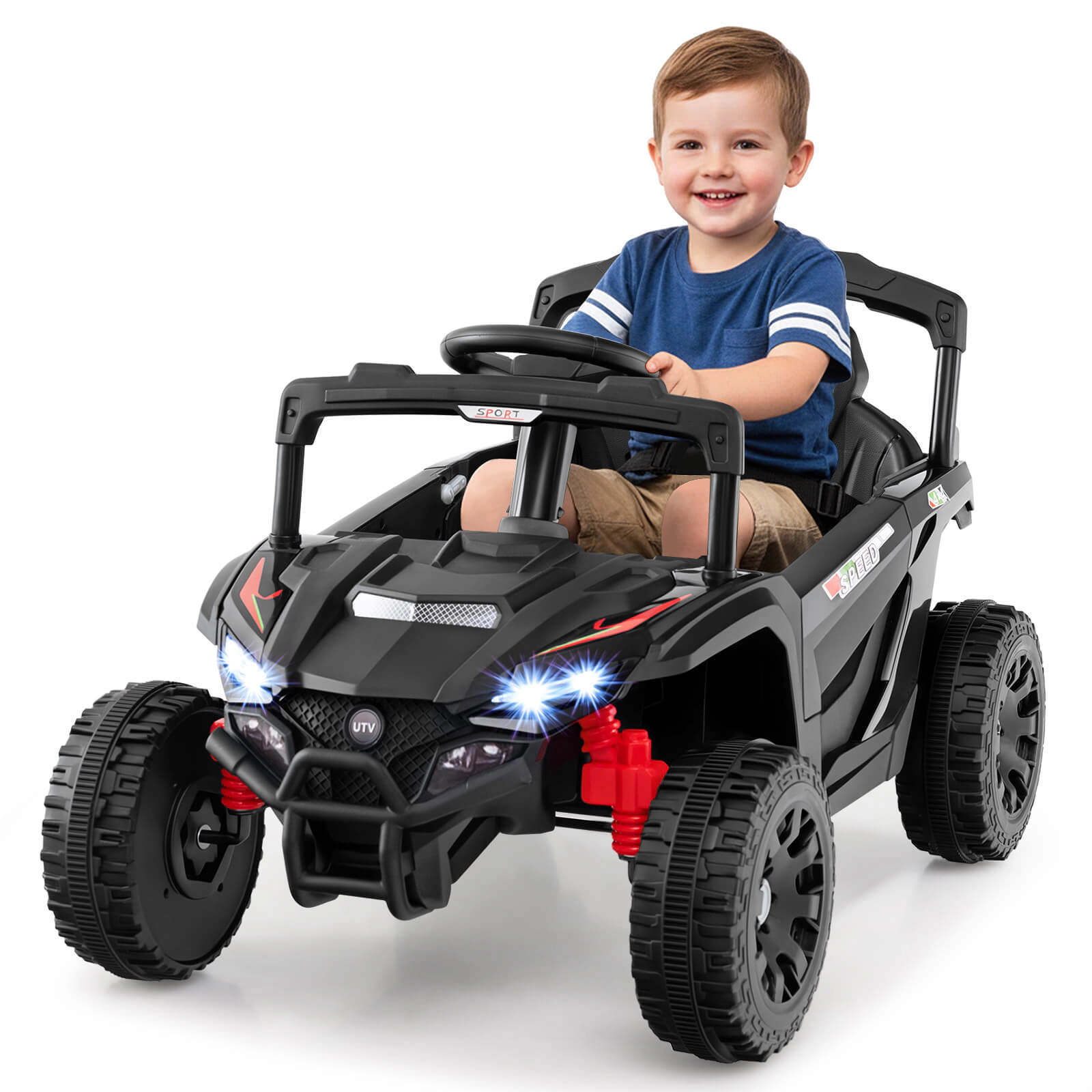 Costway 12V Kids Ride On Car Battery Powered Electric Remote Control LED Lights Music