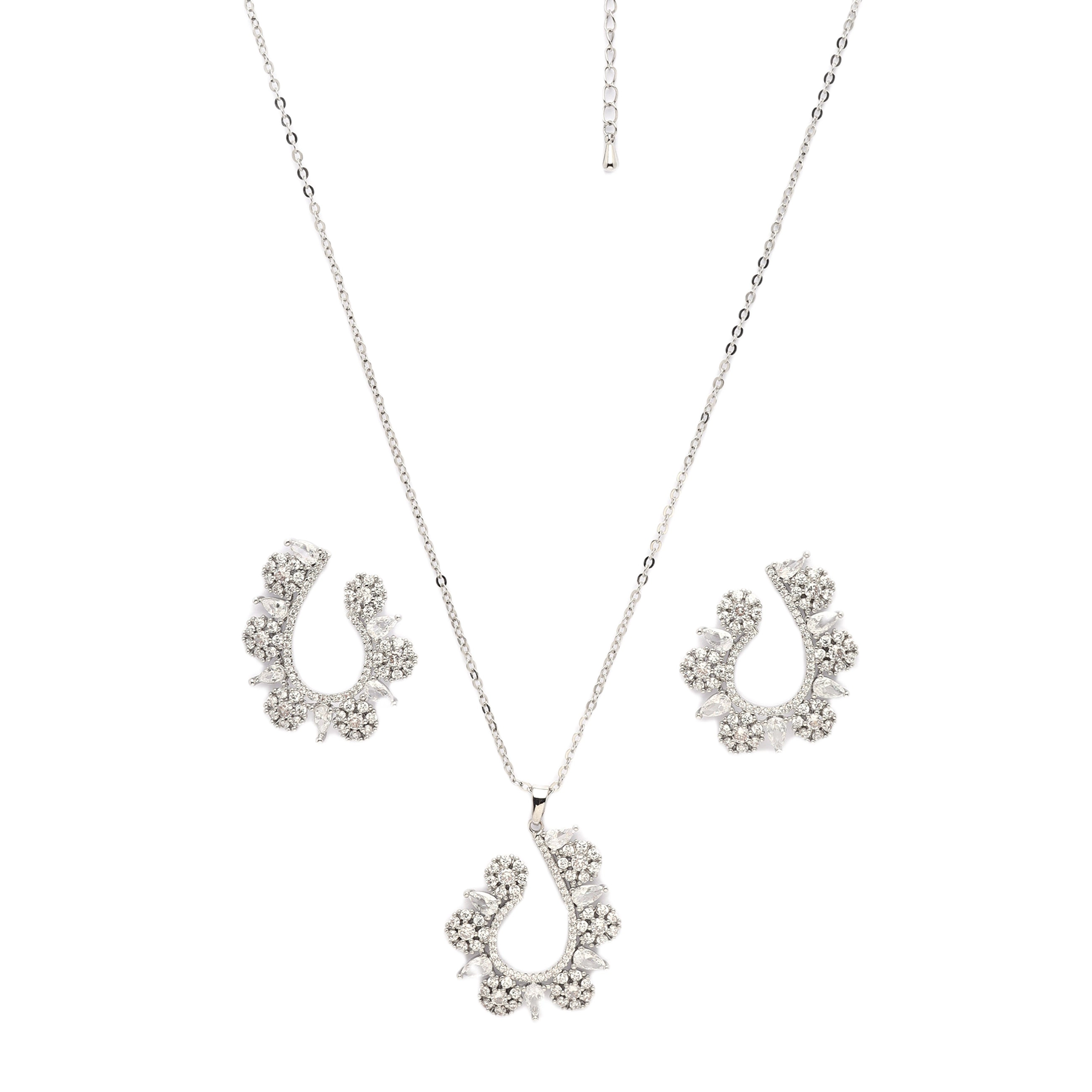 AGP PARIS Dainty Floral Womens Necklace and Earrings Set