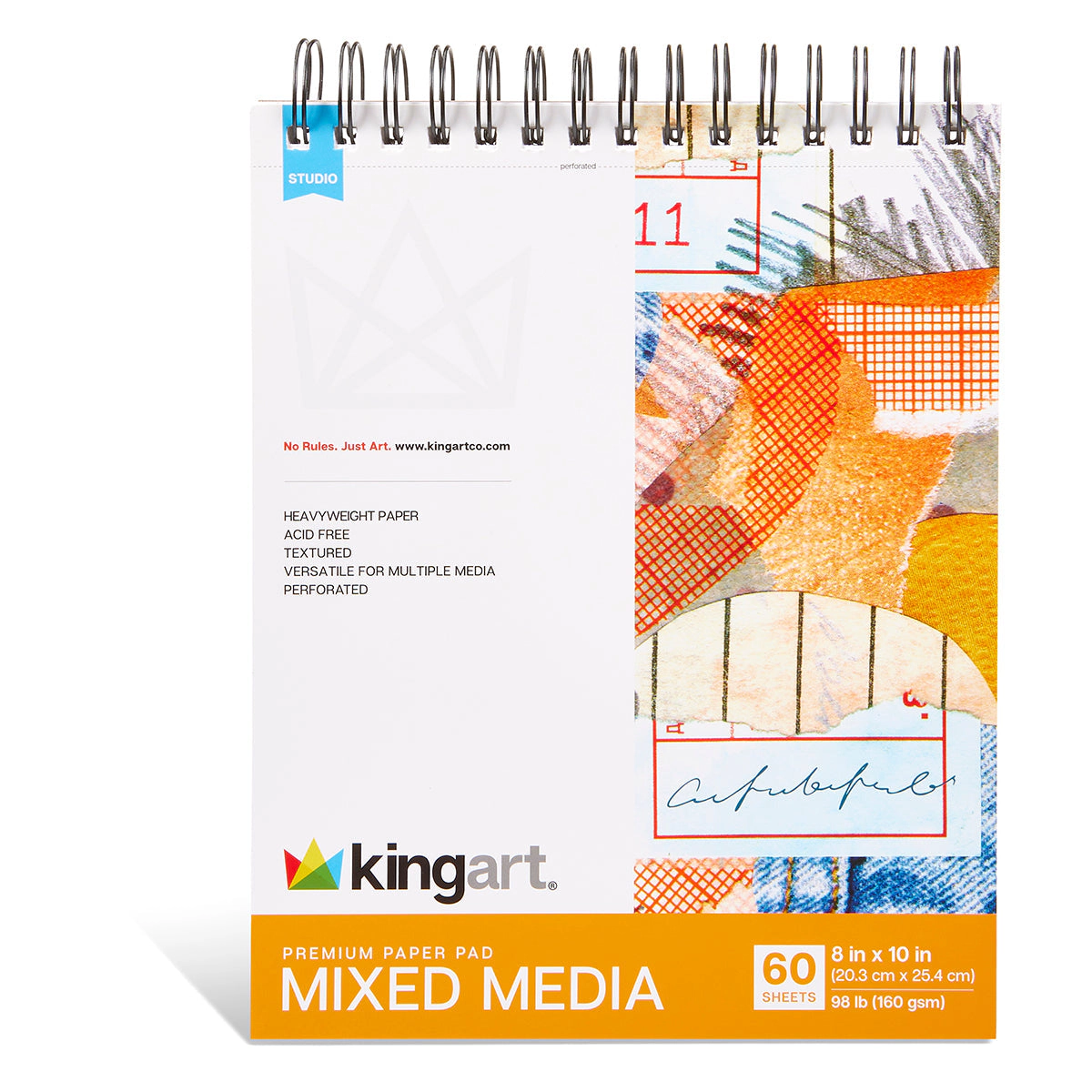 KINGART Mixed Media Paper Pad Bundle, 3 Pack 7"x10", 8"x10", 9"x12" - 60 Sheets Each