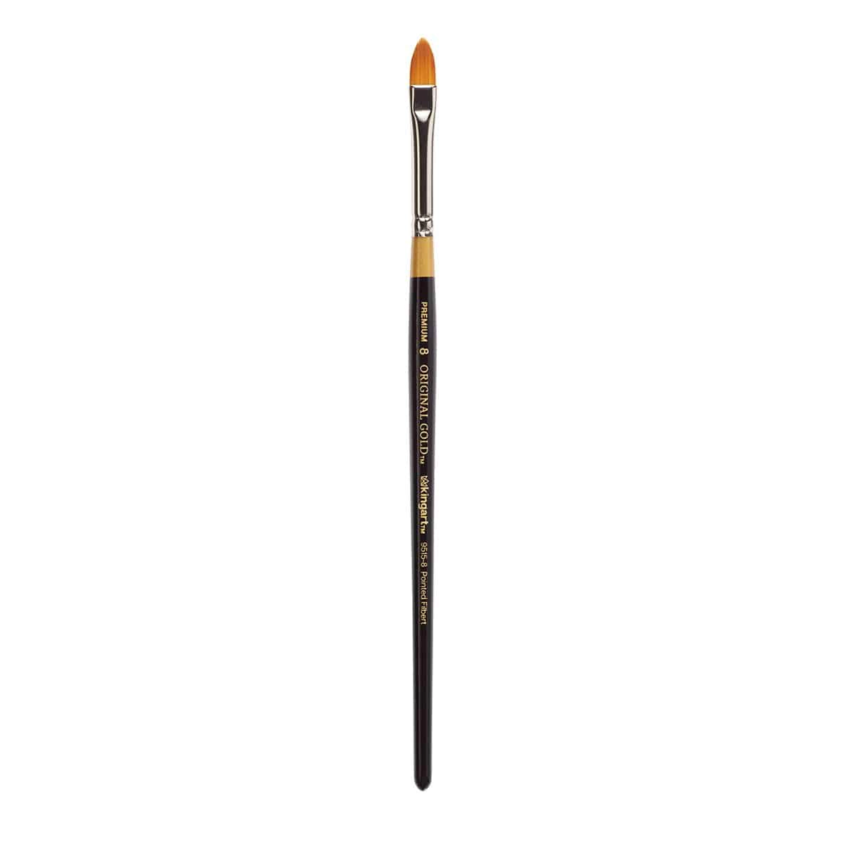 KINGART Original Gold 9515 Pointed Filbert Golden Taklon Brush - Premium Synthetic Artist Brush
