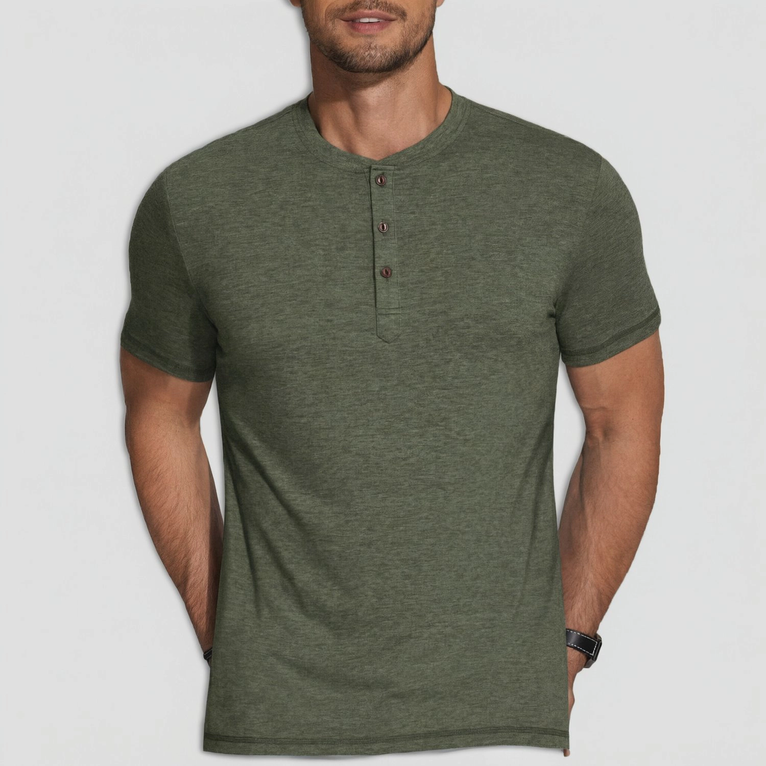 COOFANDY Mens Casual Short Sleeve Henley Shirt  Button Placket Crew Neck Tees
