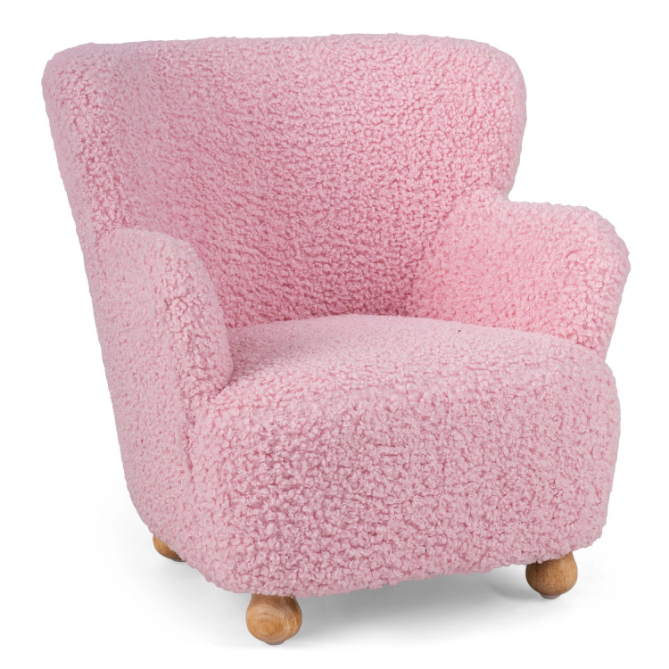 Hivvago Sherpa Kids Sofa Comfy Toddler Armchair With Solid Rubber Wood Legs