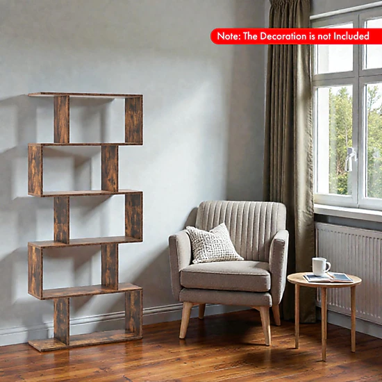 Hivvago Freestanding 5-Tier Bookcase with Anti-Tip Kit