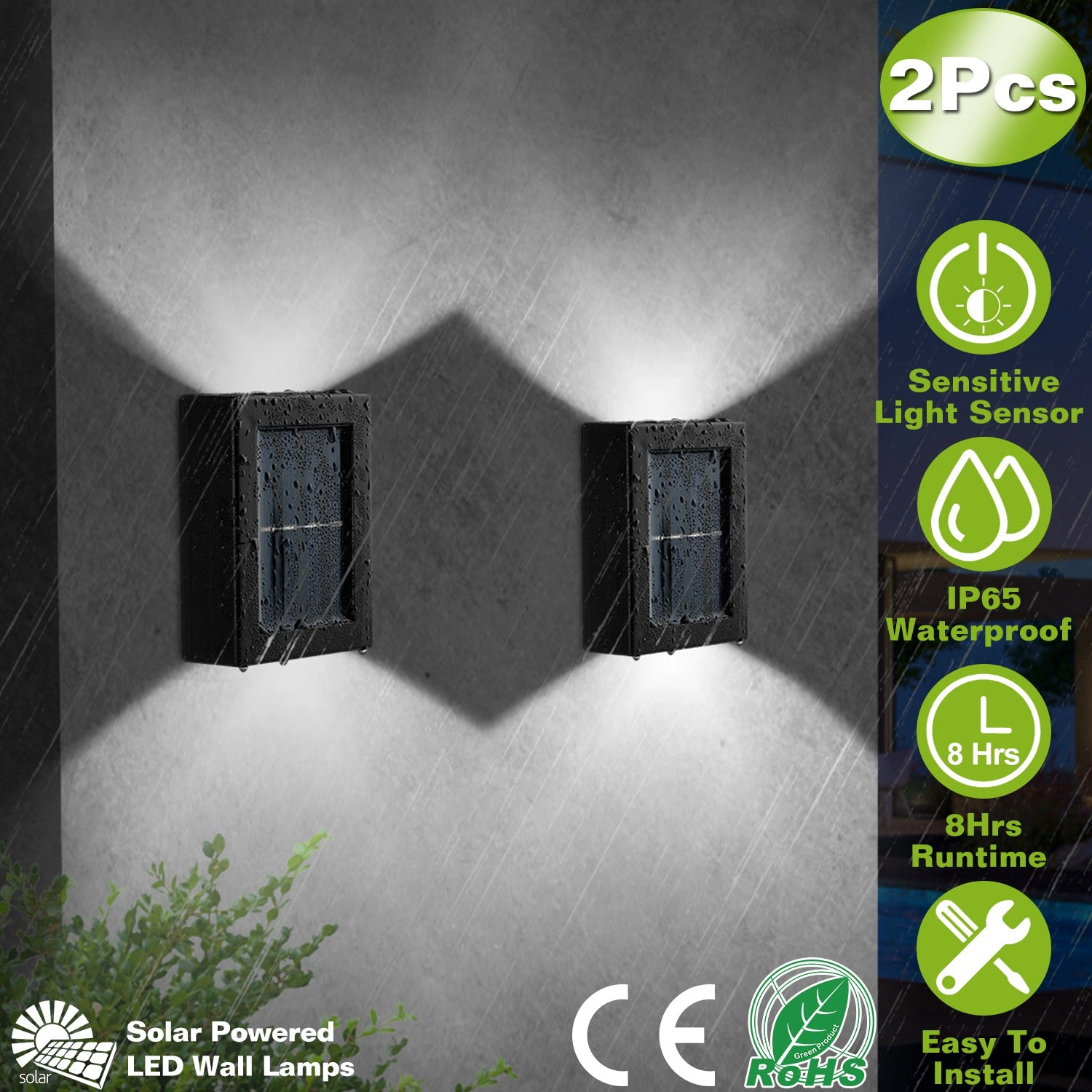 GBruno Solar 2-LED Deck Lights Outdoor Waterproof