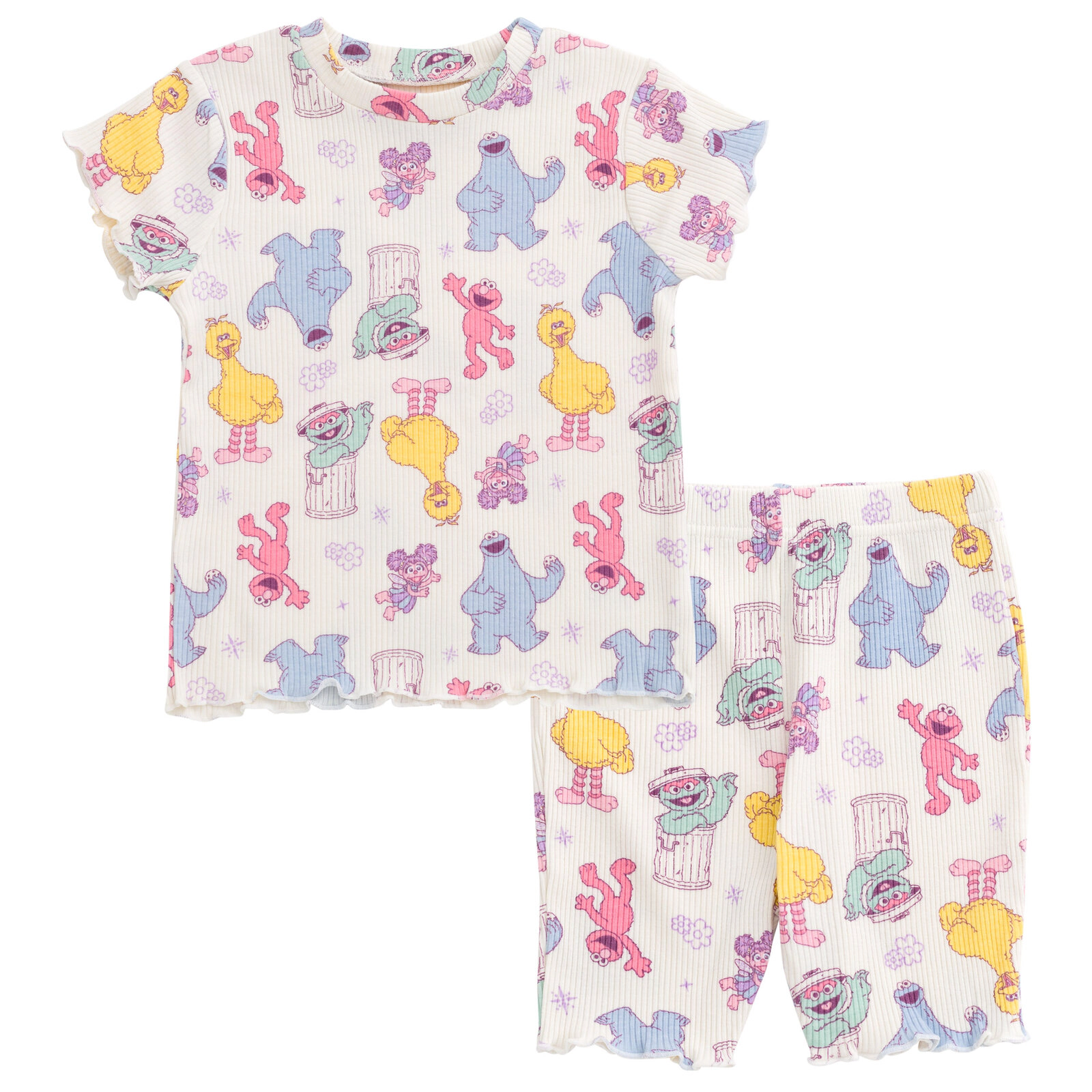 Sesame Street Girls' 2-Piece Tee and Bike Shorts Set