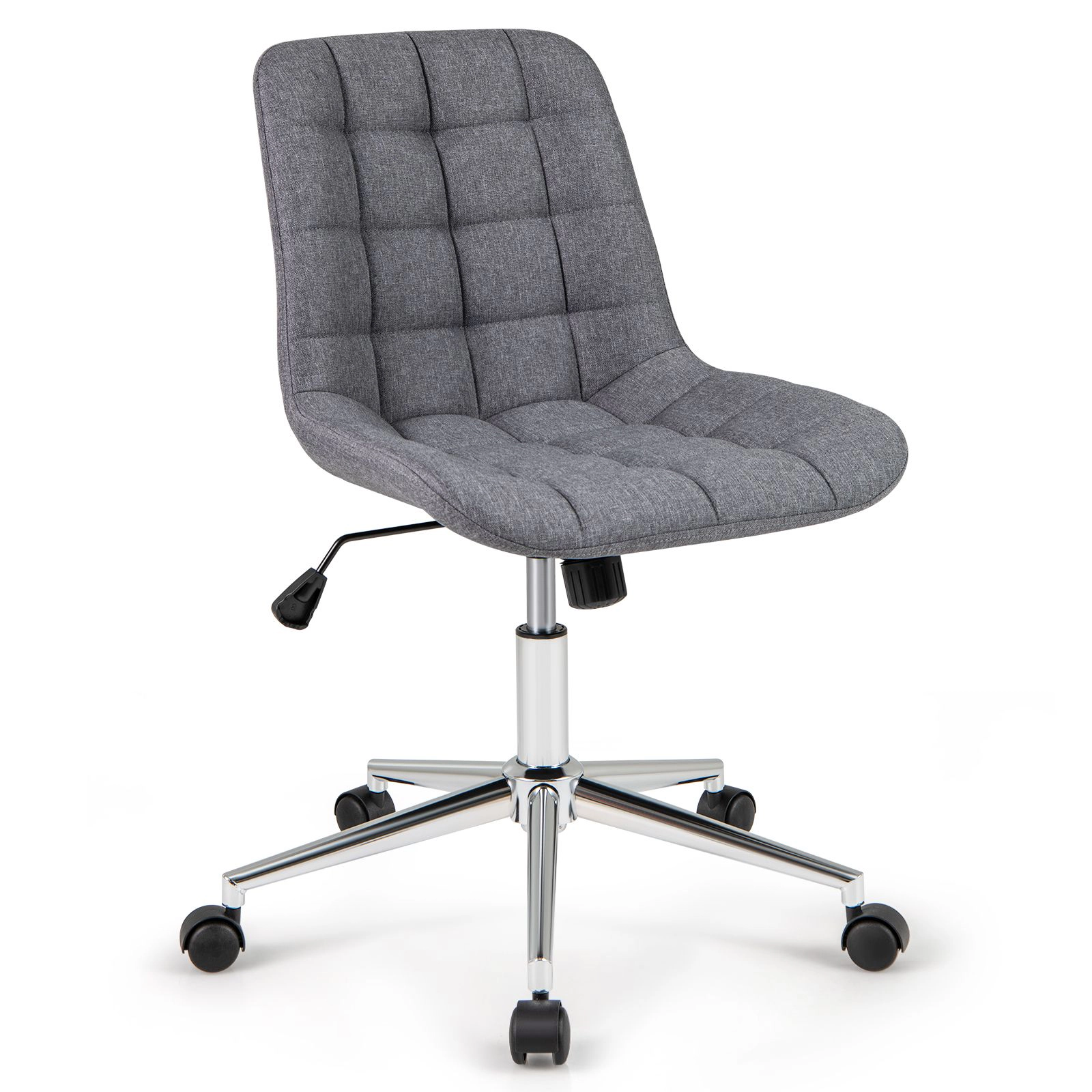 SlickBlue Gray Armless Desk Chair with Wheels Adjustable Height Swivel Office Chair