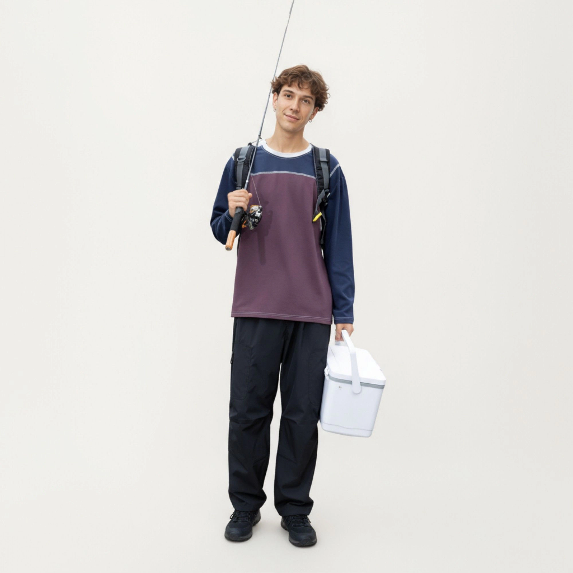 Anna-Kaci Men's Long Sleeve Color Block Crew Neck Pullover with Contrast Stitching and Relaxed Fit