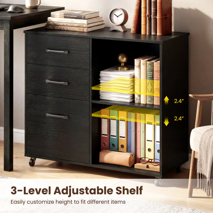 Hivvago 3-Drawer Mobile Lateral File Cabinet Printer Stand