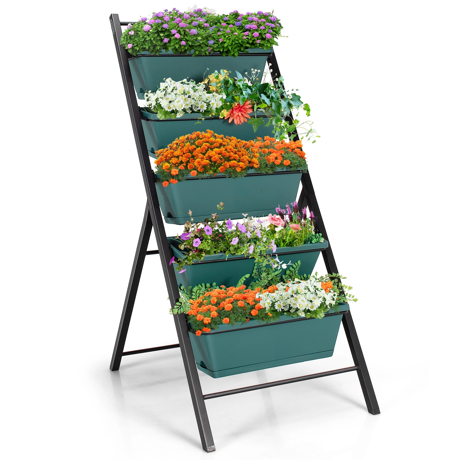SUGIFT 5-Tier Green Vertical Garden Planter Box with 5 Containers 22.5-in W 29-in D 48.5-in H 22-lb Per Box
