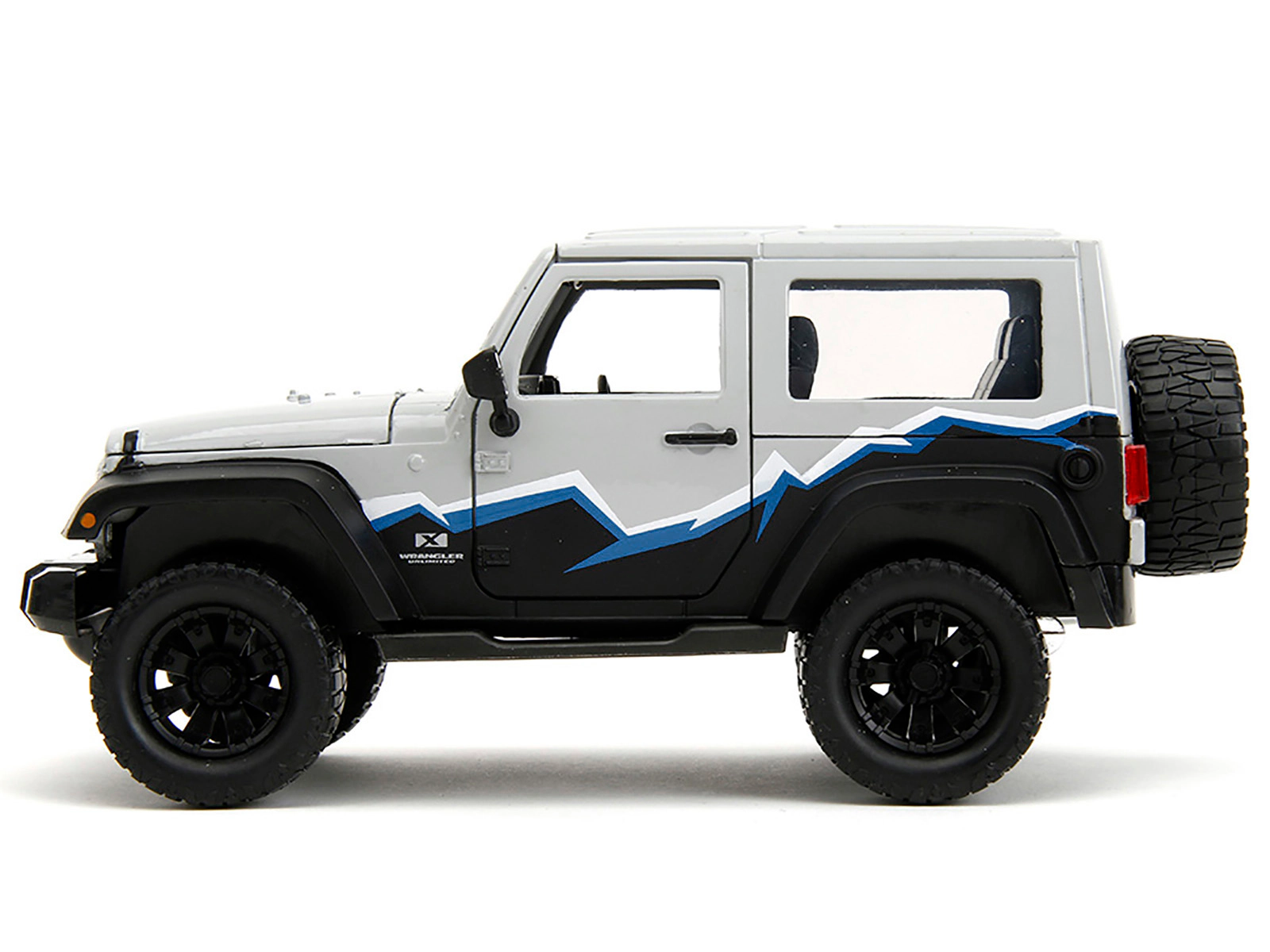Jada 2007 Jeep Wrangler Gray And Black With Blue And White Stripes With Extra Wheels "Just Trucks" Series 1/24