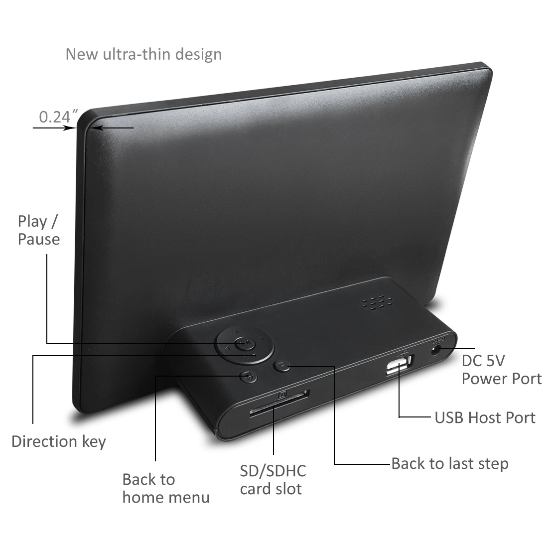 Sungale 7 Inch 1024x600, USB & SD Card Support - Digital Photo Frame