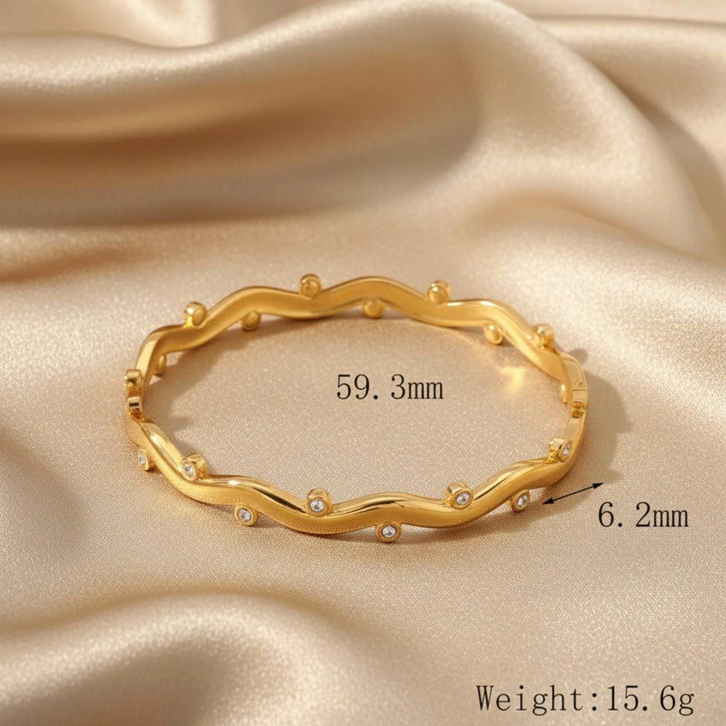 DressAtR Women's Waterproof 18K Gold Plated Bangle Bracelet