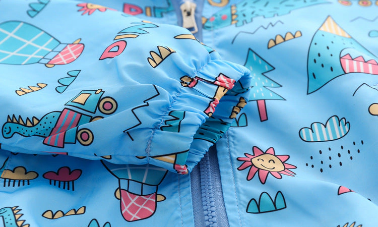 MyKids-USA Baby Boy Cartoon Pattern Zipper Front Design Mesh Cloth Jacket Coat