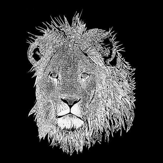 LA Pop Art Men's Lion Word Art T-Shirt