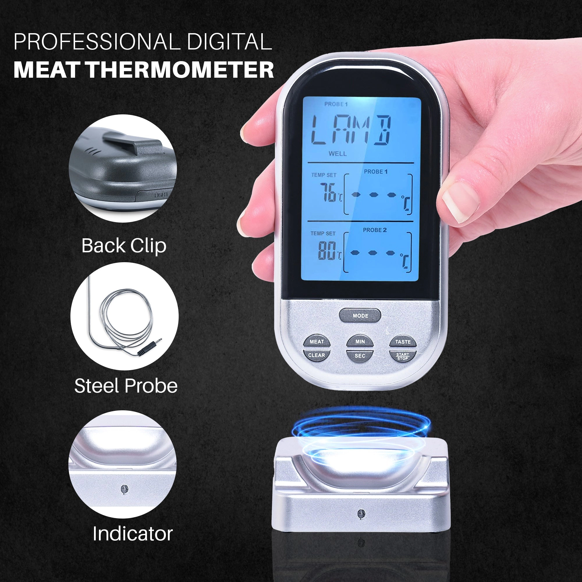 Cheer Collection Wireless Digital Food Thermometer for Kitchen Baking and Cookin