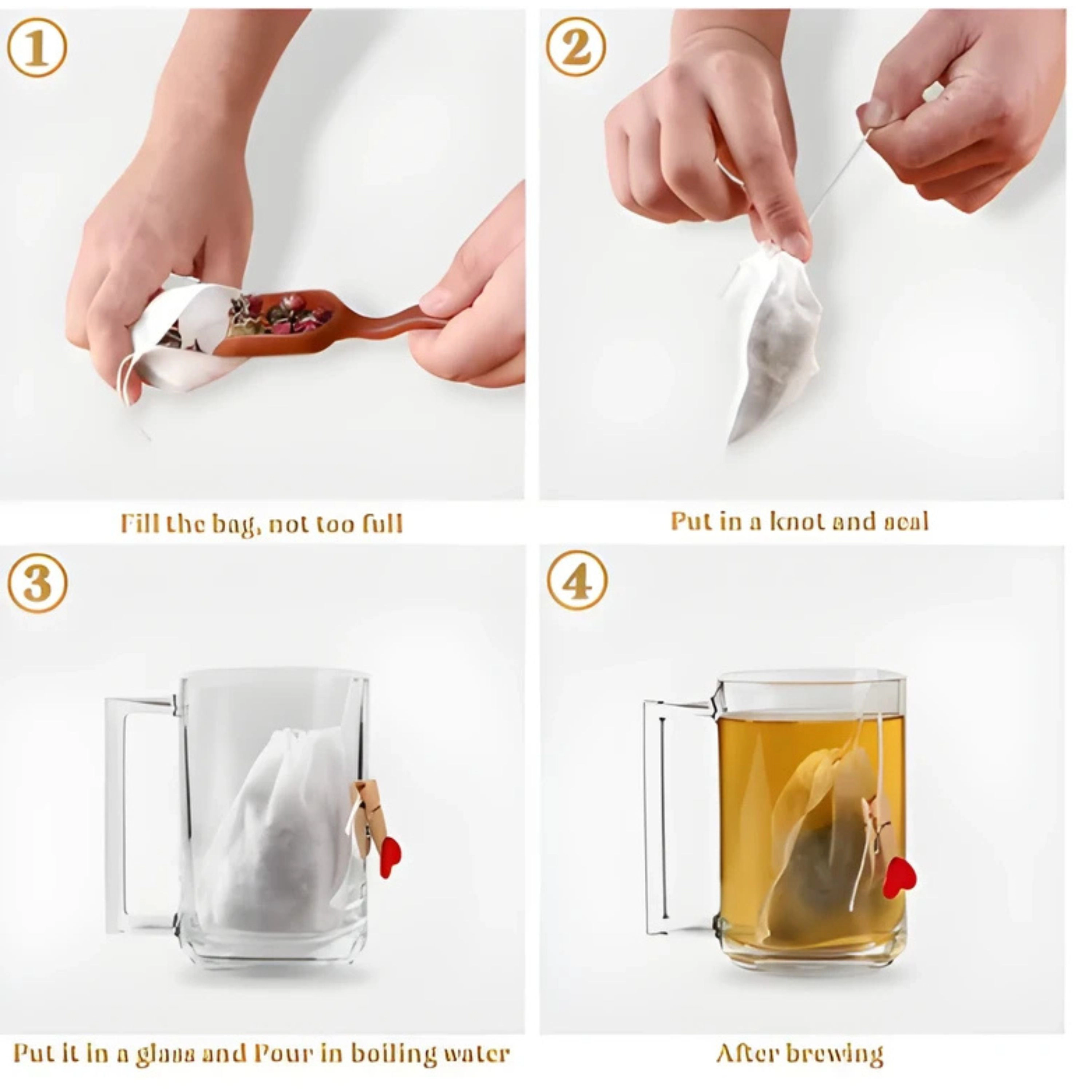 Kitcheniva  1.96 x 2.75 Inch Disposable Tea Infuser Bags 100 Pcs